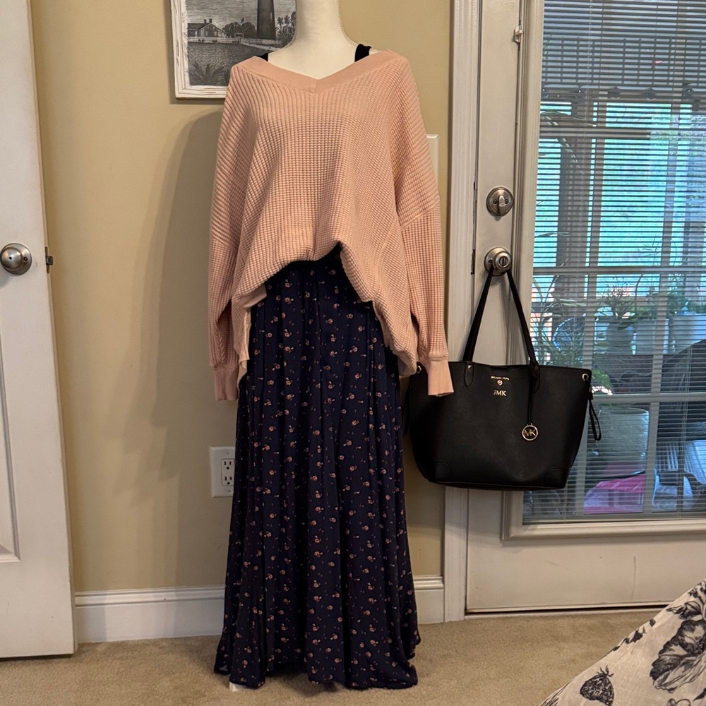 American Eagle Outfitters Navy Floral Maxi Skirt